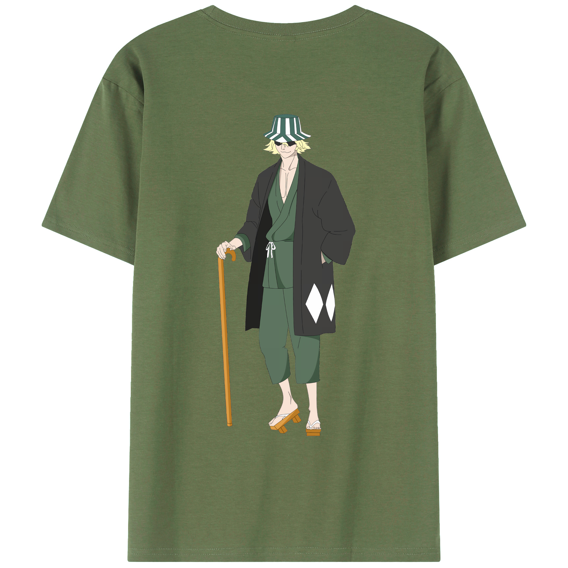（画像用） "ブリーチ 浦原 喜助（うらはら きすけ） BLEACH Urahara Kisuke " 綿100％ メンズ半袖Tシャツ（バックプリント） 通気性
